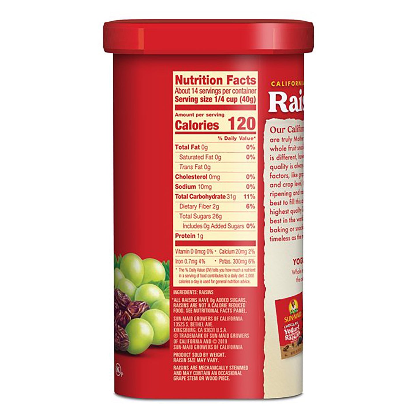 Sun-Maid California Sun-Dried Raisins, Dried Fruit Snack, 20 oz Canister