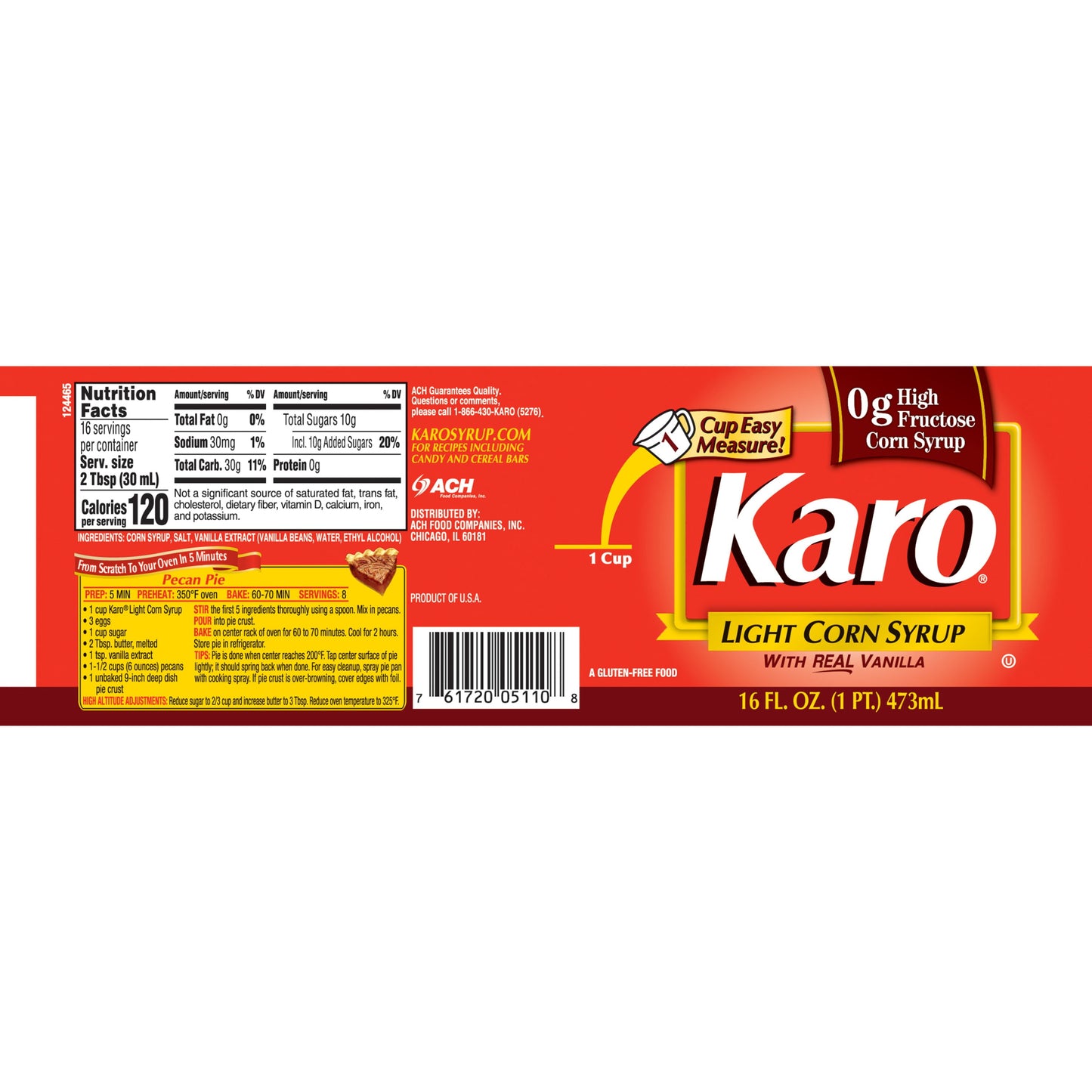 Karo Light Corn Syrup with Real Vanilla, 16 Fl Oz