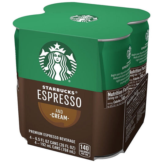 Starbucks Espresso & Cream Premium Espresso Beverage, 6.5 fl oz, 4 count