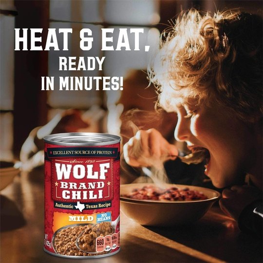 WOLF BRAND Mild Chili Without Beans, 15 oz.