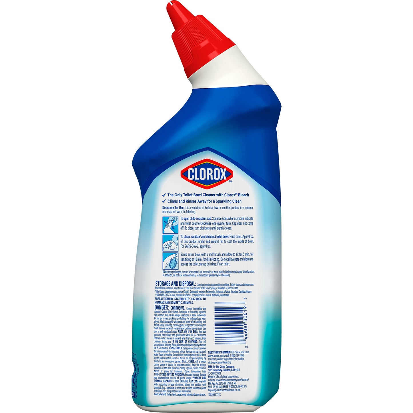 Clorox Toilet Bowl Cleaner Clinging Bleach Gel, Cool Wave, 24 fl oz