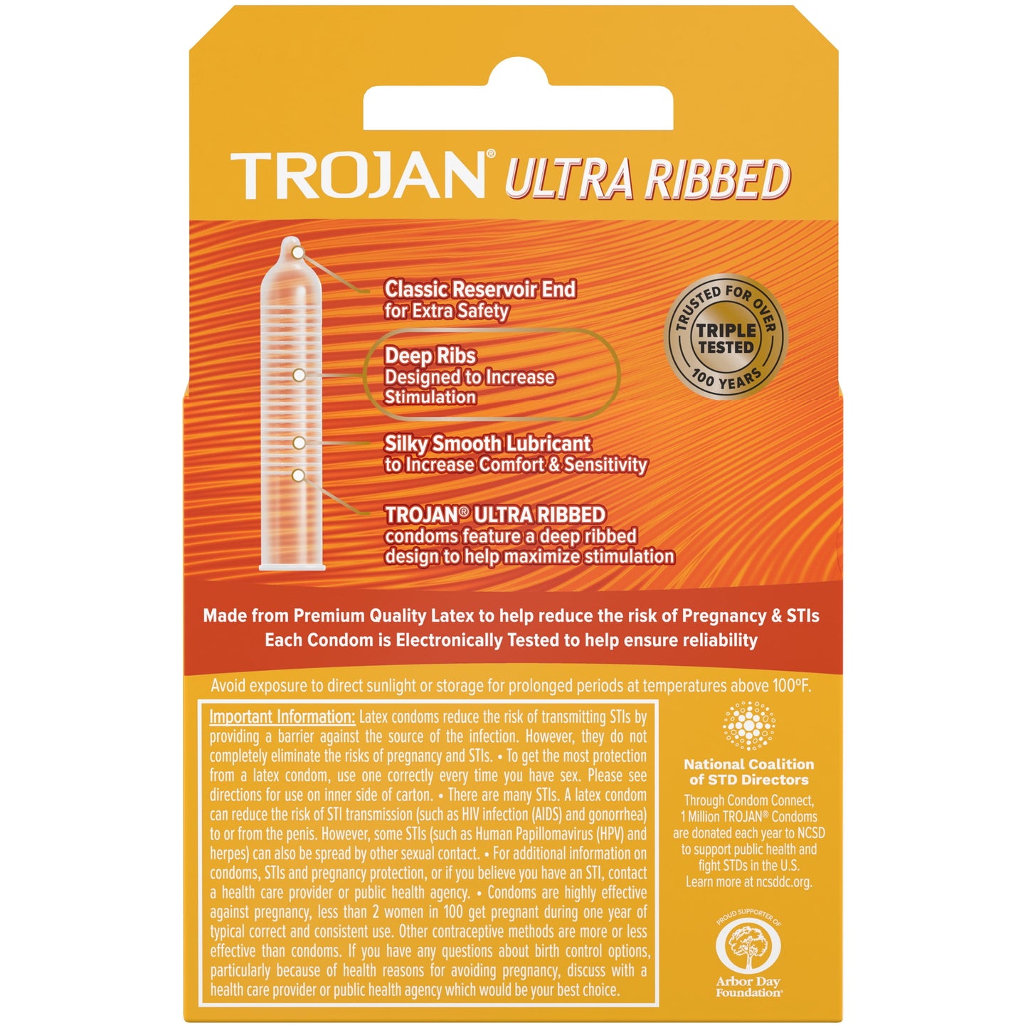 Trojan Stimulations Ultra Ribbed Lubricated Condom, 3ct