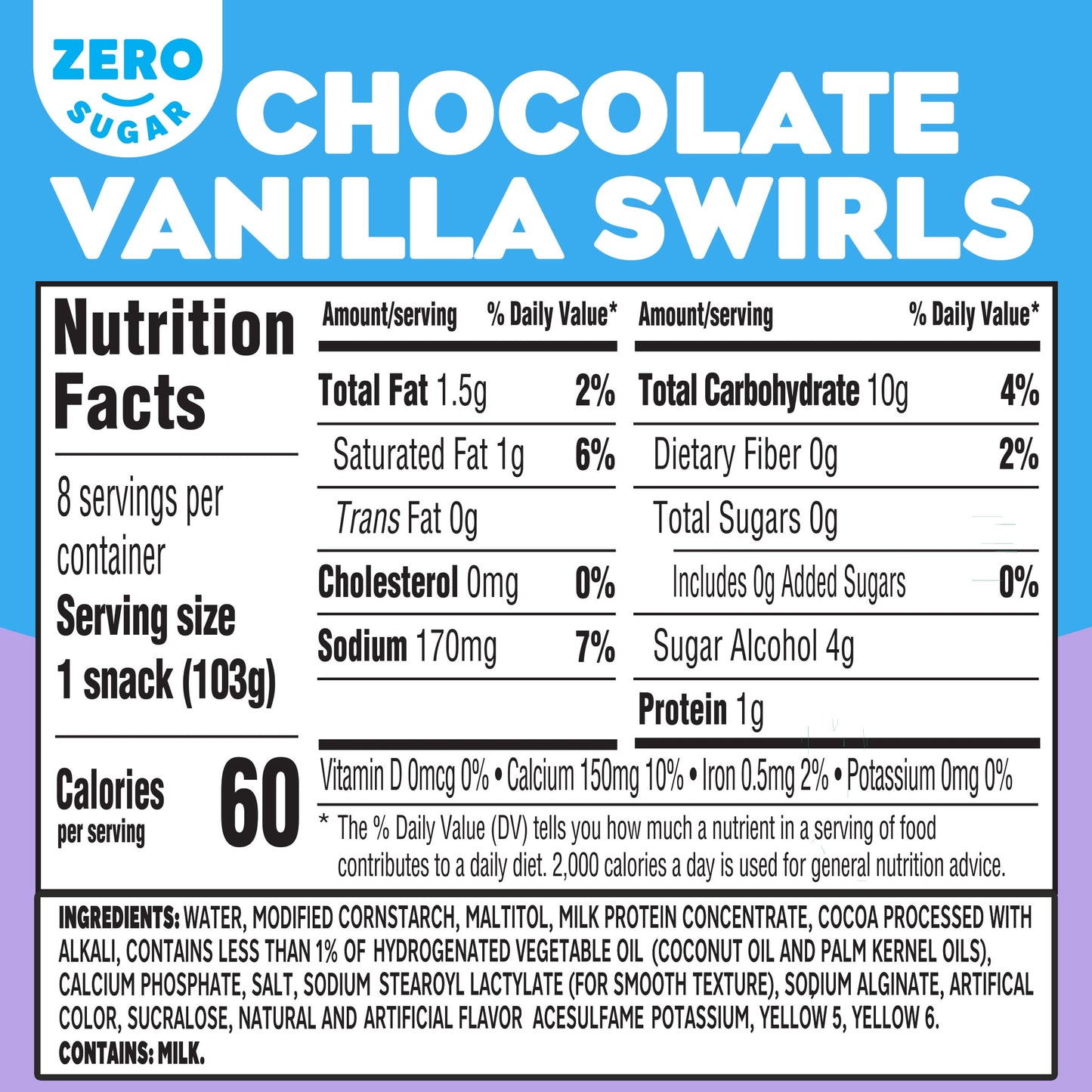 Jell-O Chocolate Vanilla Swirls Sugar Free Pudding Cups Snack Value Pack, 8 Ct Cups