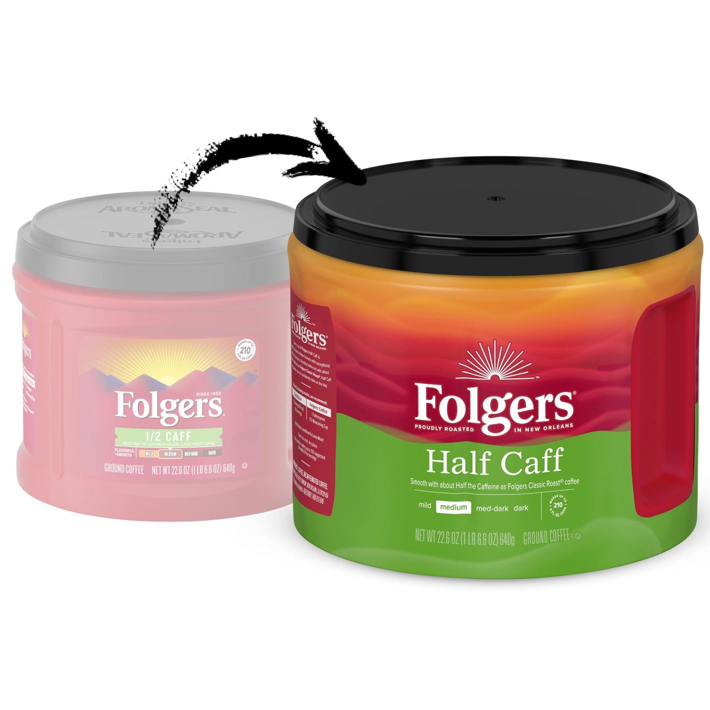 Folgers Half Caff Ground Coffee, Medium Roast, 22.6-Ounce