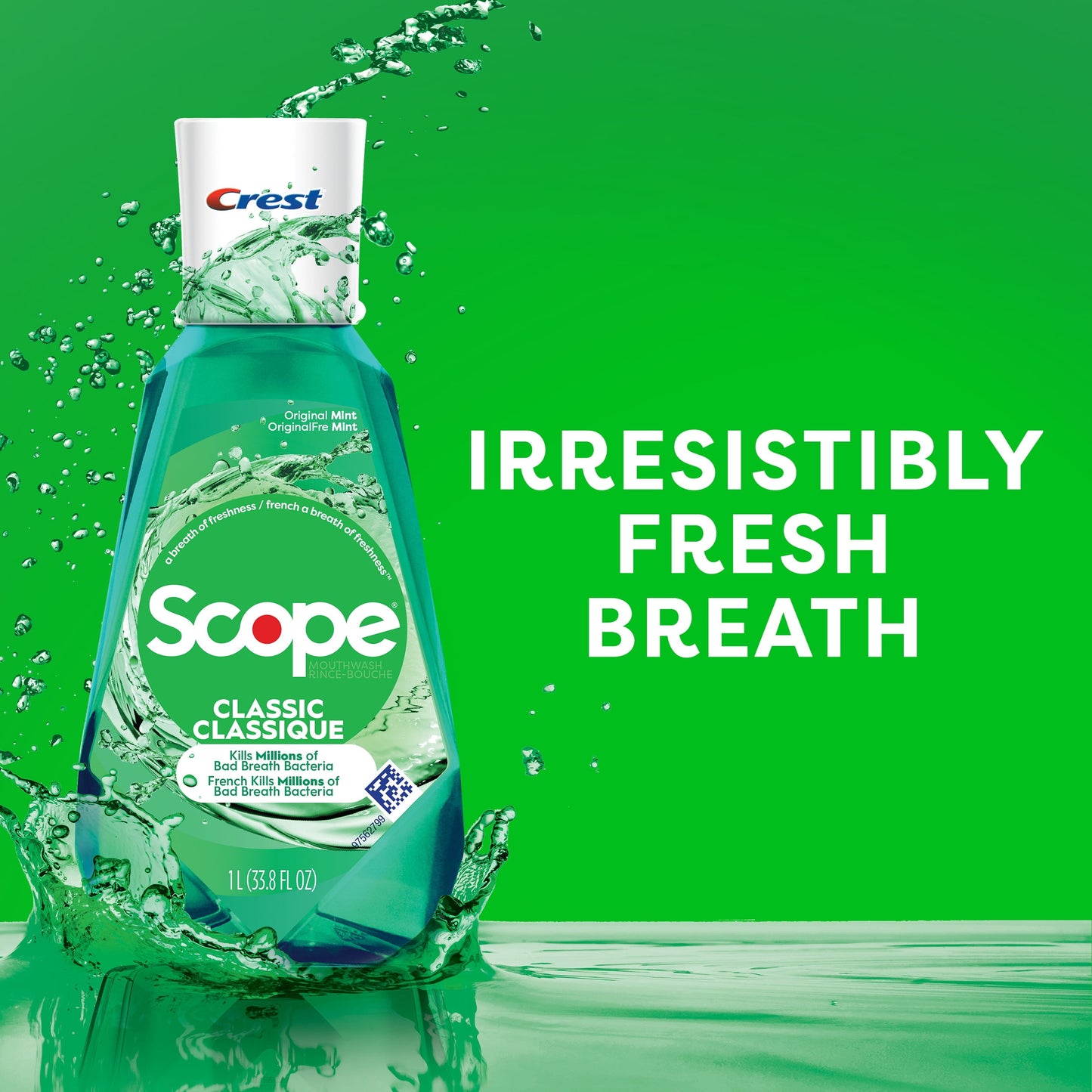 Crest Scope Classic Mouthwash, Original Mint, 2X1L