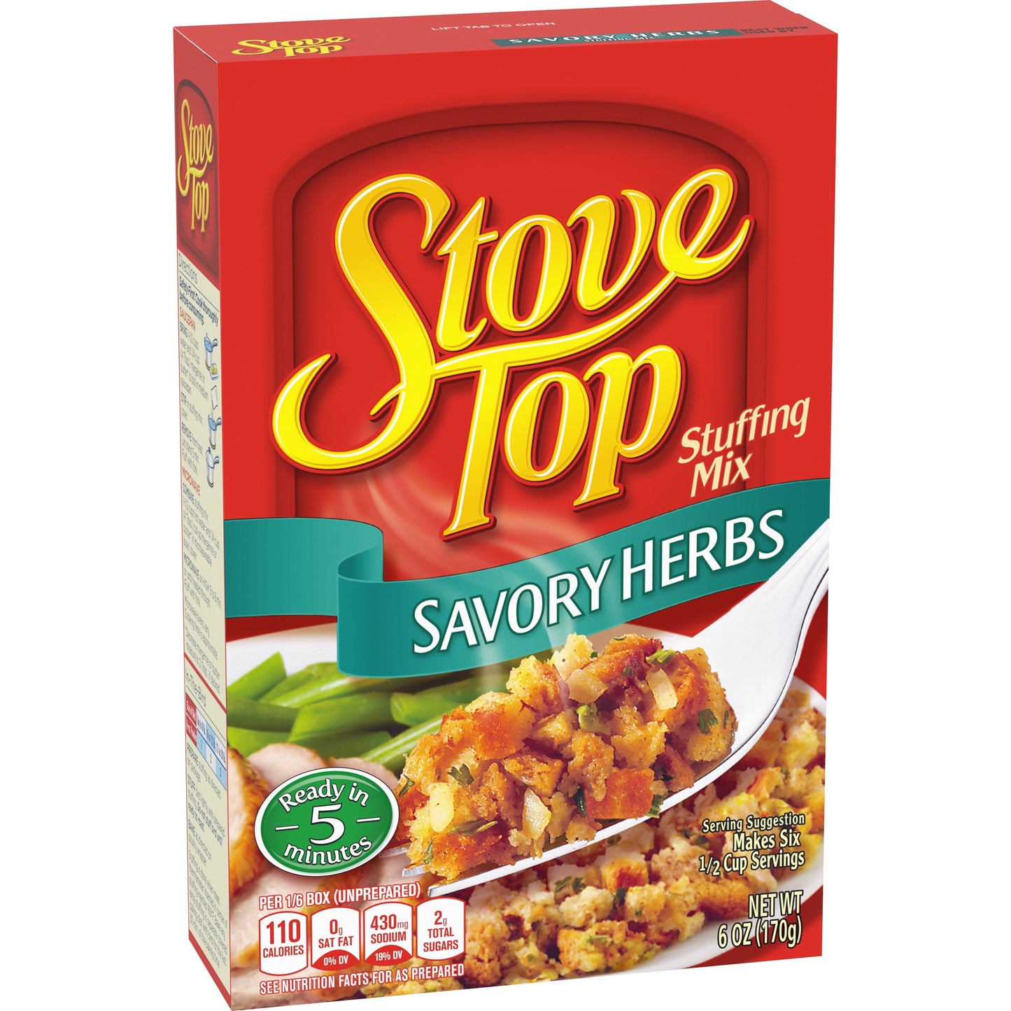 Stove Top Savory Herbs Stuffing Mix Side Dish, 6 oz Box