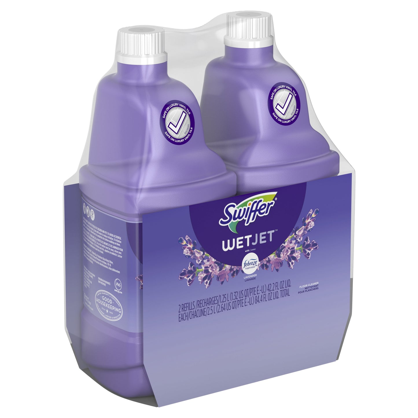 Swiffer WetJet Liquid Floor Cleaner, Lavender Vanilla & Comfort, 1.25 Liter (2 Pack)