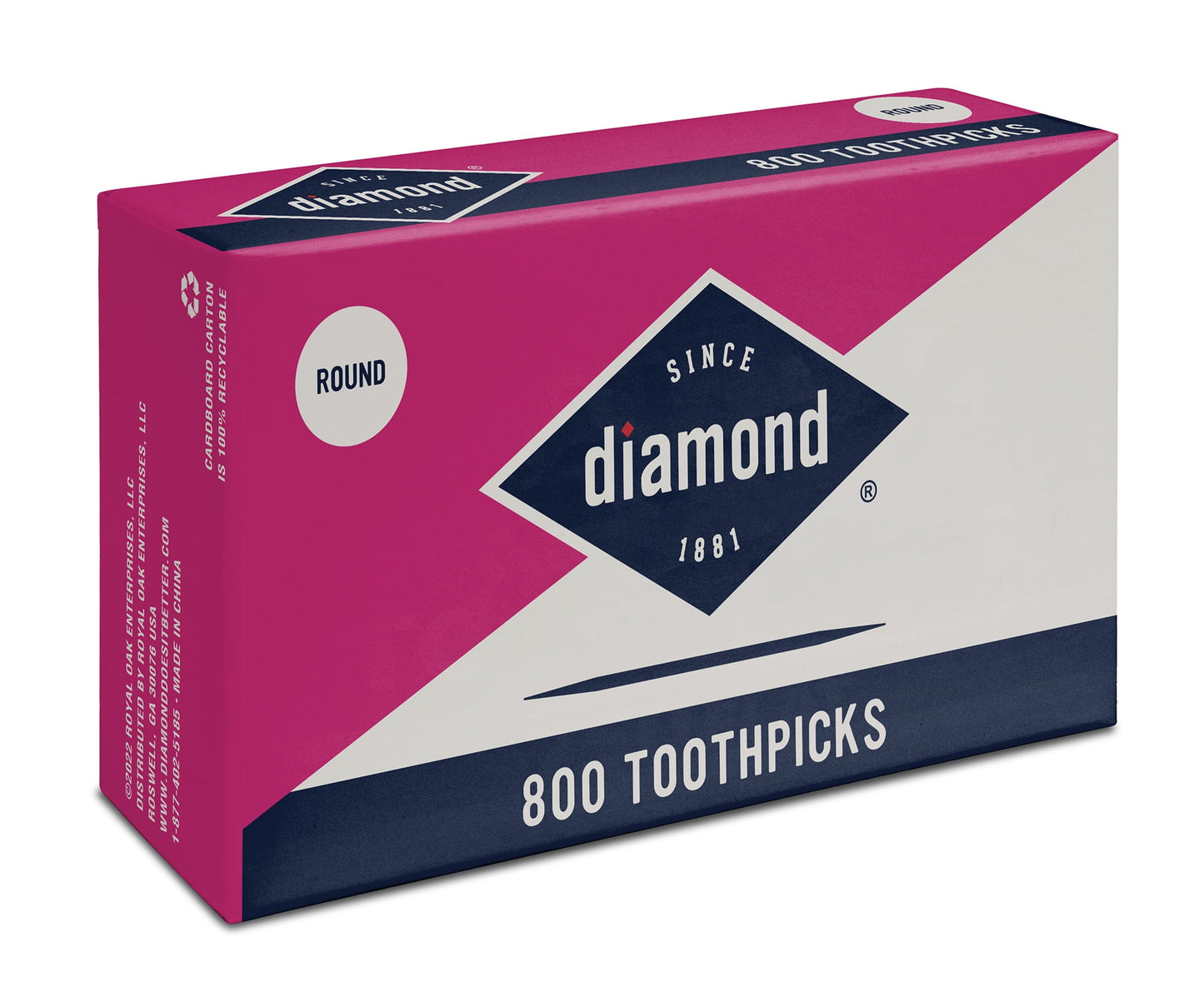 Diamond Classic Round Toothpicks, Toothpick Box, 800 Count Wood Toothpicks