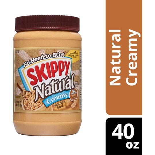 SKIPPY Natural Creamy Peanut Butter Spread, 7 g Protein Per Serving, Plastic Jar 40 oz