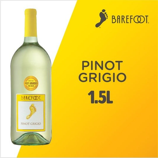 Barefoot Cellars Pinot Grigio White Wine, California,1.5 Liter Glass Bottle