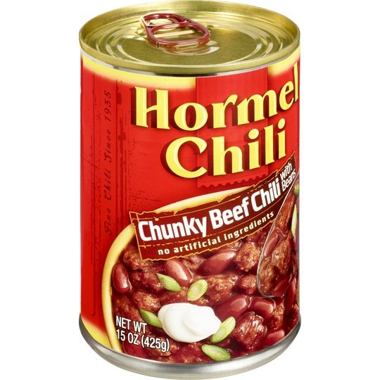 HORMEL Chili Chunky Beef Chili with Beans, No Artificial Ingredients, 15 oz Aluminum Can