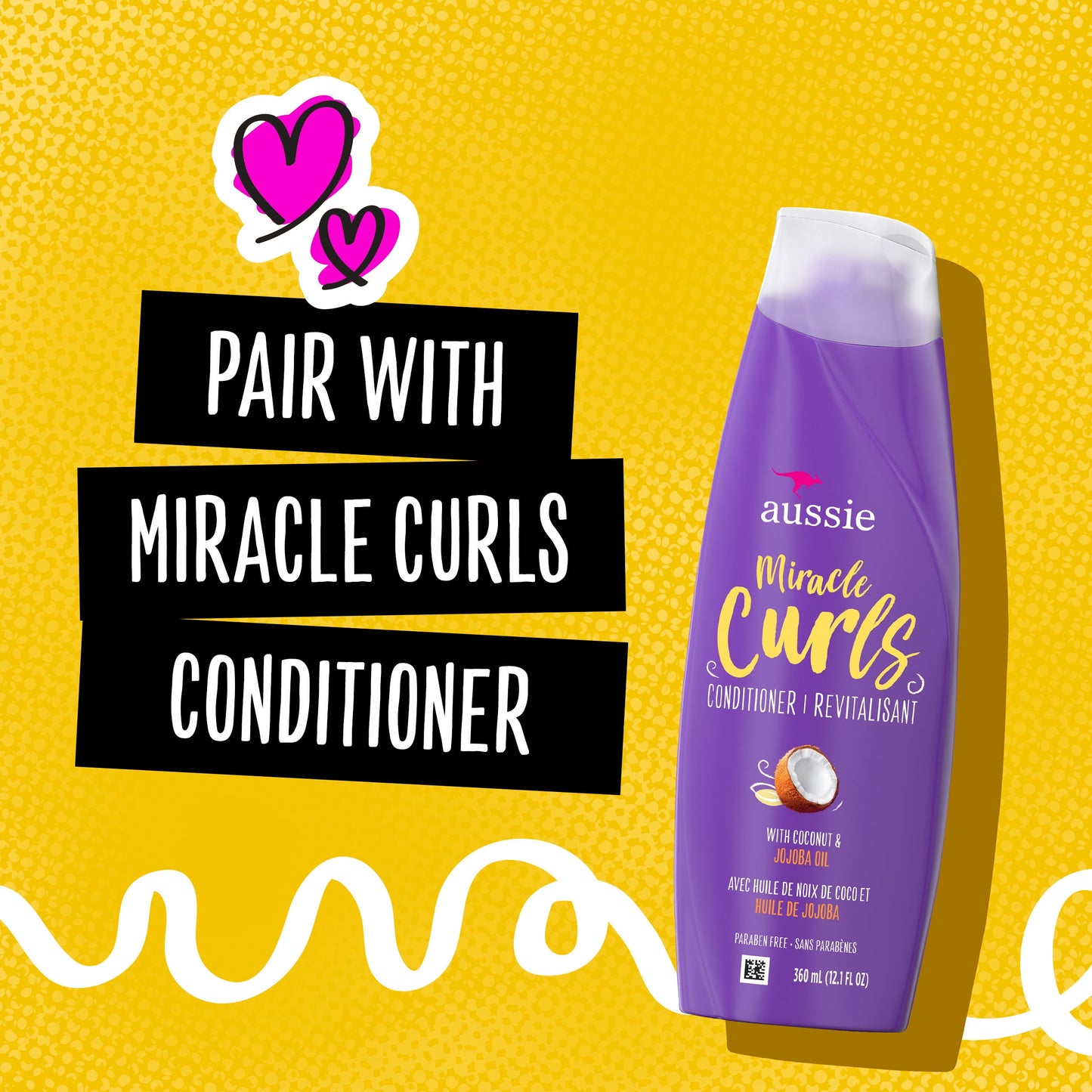 Aussie Miracle Curls Shampoo with Coconut & Jojoba Oil,  Foe All Hair Types, Paraben Free, 26.2 fl oz
