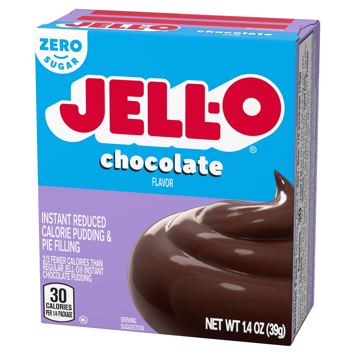 Jell-O Chocolate Flavor Zero Sugar Instant Reduced Calorie Pudding & Pie Filling Mix, 1.4 oz Box