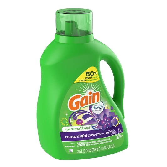 Gain + Aroma Boost Liquid Laundry Detergent, Moonlight Breeze, 61 Loads, 88 oz