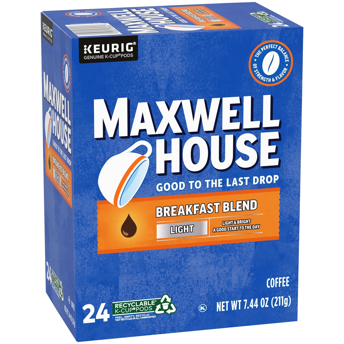 Maxwell House Light Roast Breakfast Blend Coffee K-Cup Pods, 24 ct Box