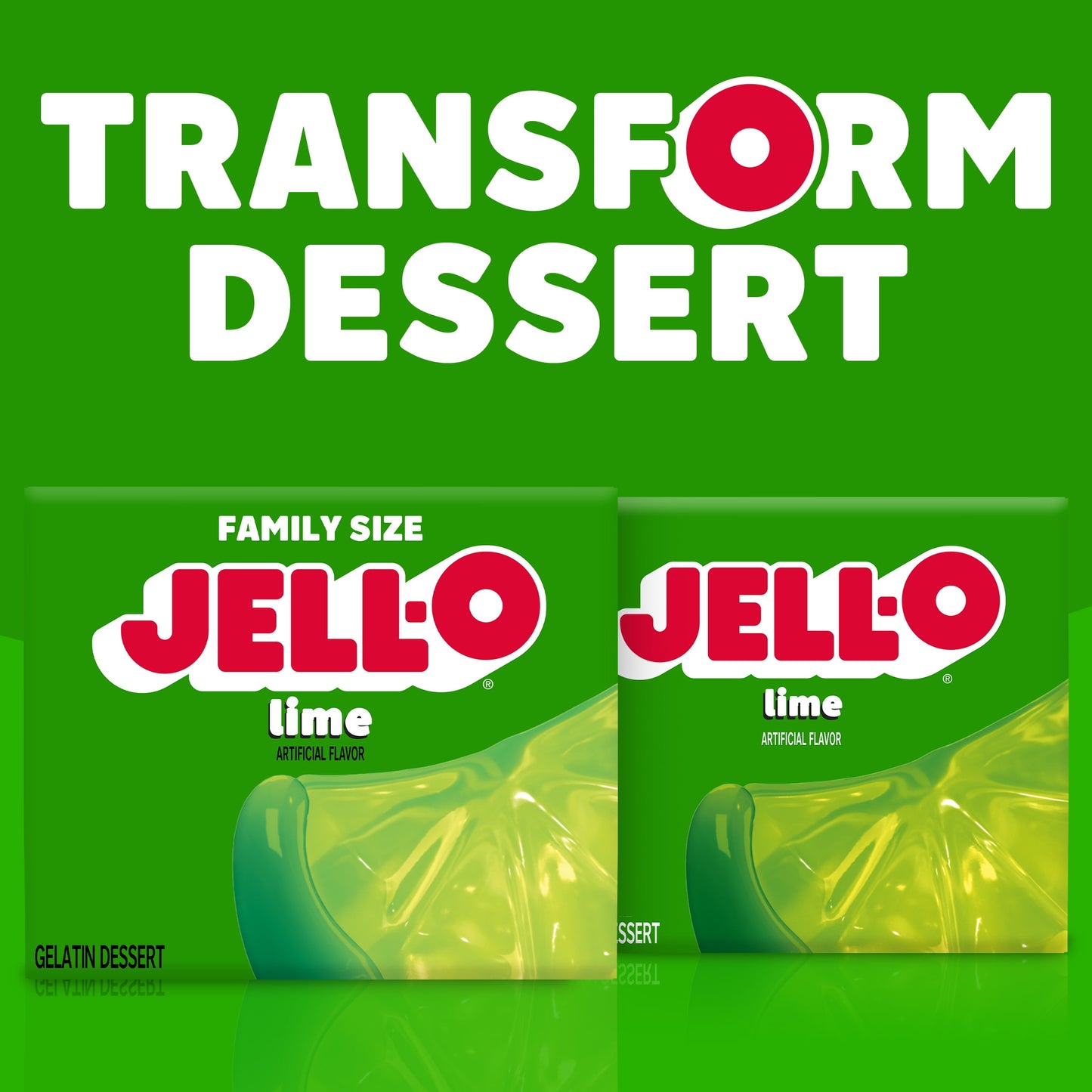 Jell-O Lime Artificially Flavored Gelatin Dessert Mix, Family Size, 6 oz Box