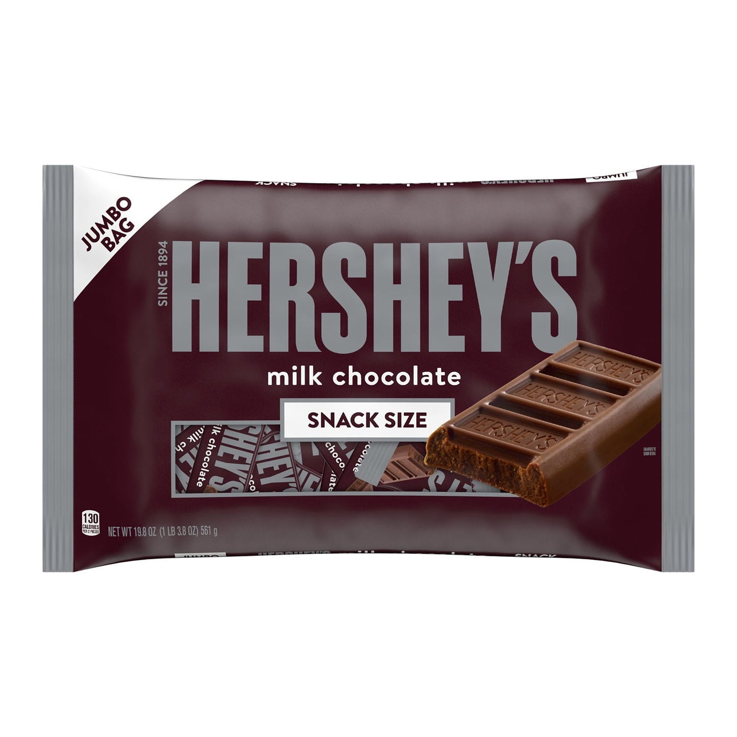 Hershey's Milk Chocolate Snack Size Candy, Jumbo Bag 19.8 oz