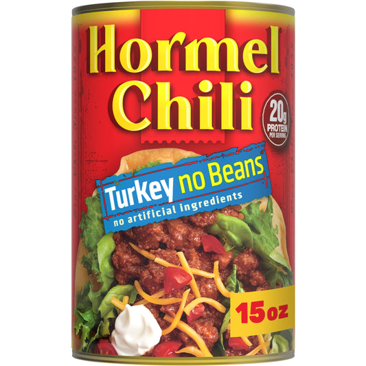 HORMEL Chili Turkey No Bean, No Artificial Ingredients, 15 oz Aluminum Can