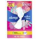 Always Radiant Teen Pads with Wings, Size 1, Regular Absorbency, 42 CT