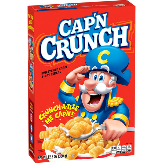 Cap n Crunch Sweetened Corn & Oat Cereal 12.6 oz Box Package Breakfast Cold Cereal Ready to Serve