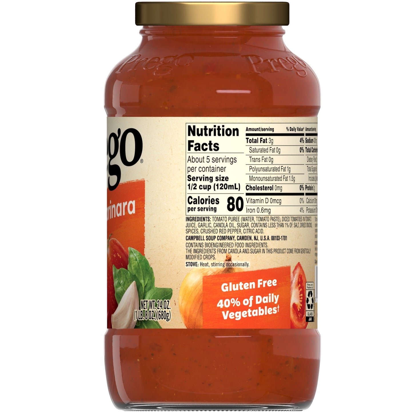 Prego Spicy Marinara Pasta Sauce, 24 oz Jar