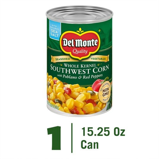 Del Monte Southwest Whole Kernel Corn, 15.25 oz Can