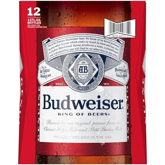 Budweiser Beer, 12 Pack Beer, 12 fl oz Glass Bottles, 5 % ABV, Domestic Lager