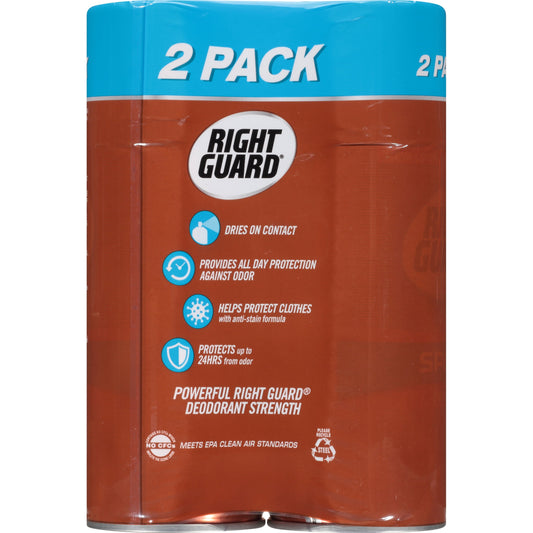 Right Guard Sport Deodorant Aerosol Spray, Original, 8.5 oz (Pack of 2)