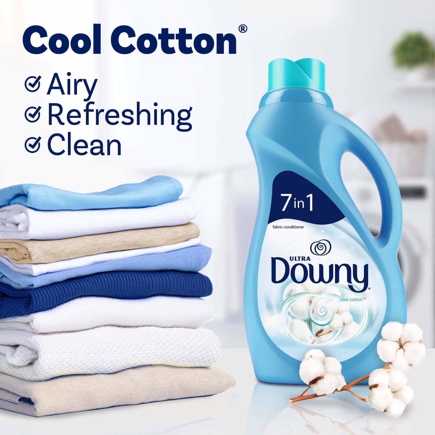 Downy Fabric Softener, Cool Cotton, 44 fl oz