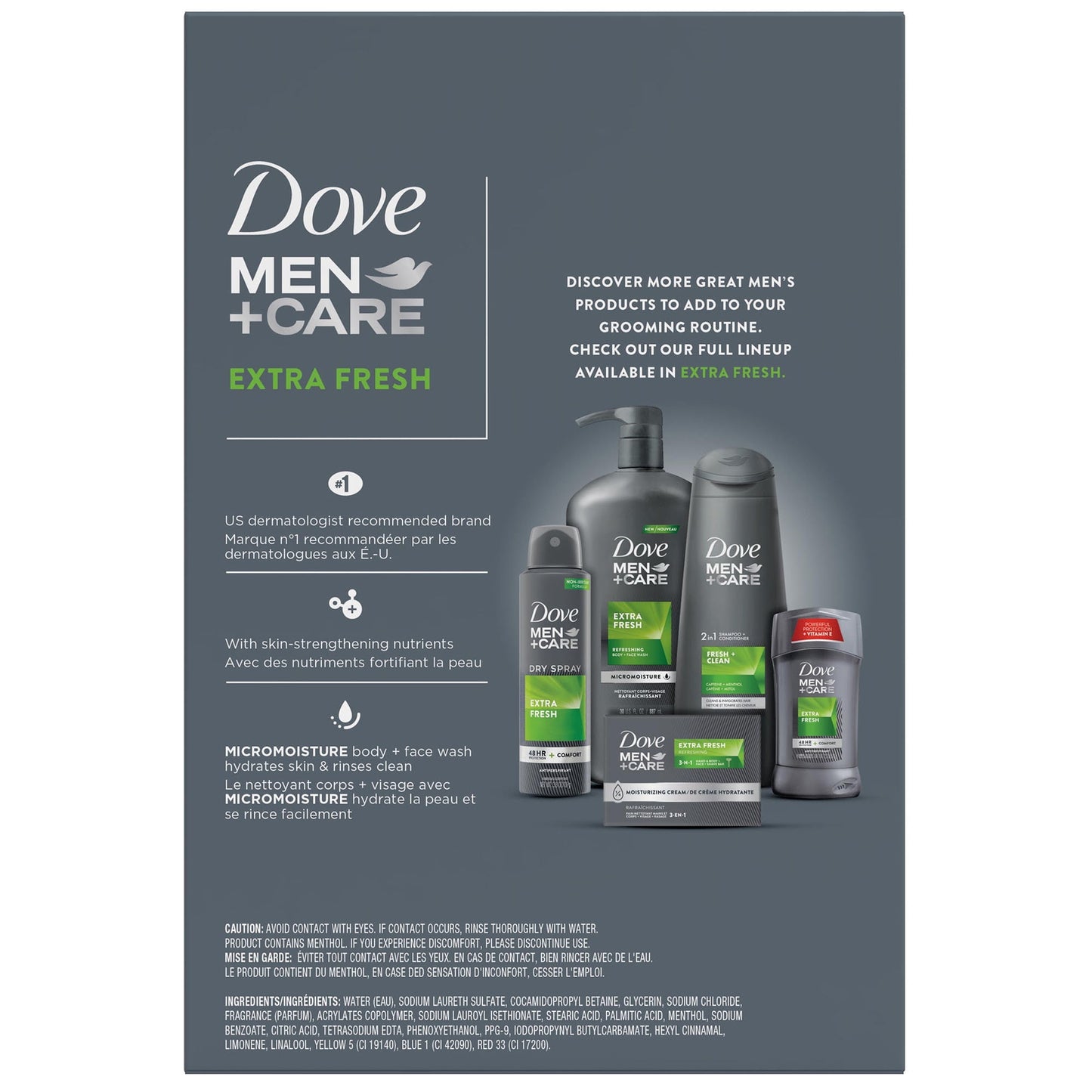 Dove Men+Care Extra Fresh Refreshing Hydrating Face and Body Wash Twin Pack, 18 fl oz