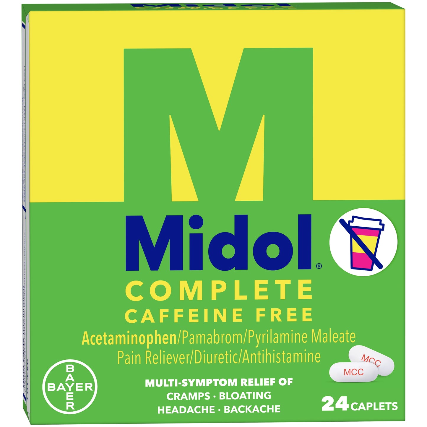 Midol Complete Caffeine Free Menstrual Pain Relief Caplets, 24 ct