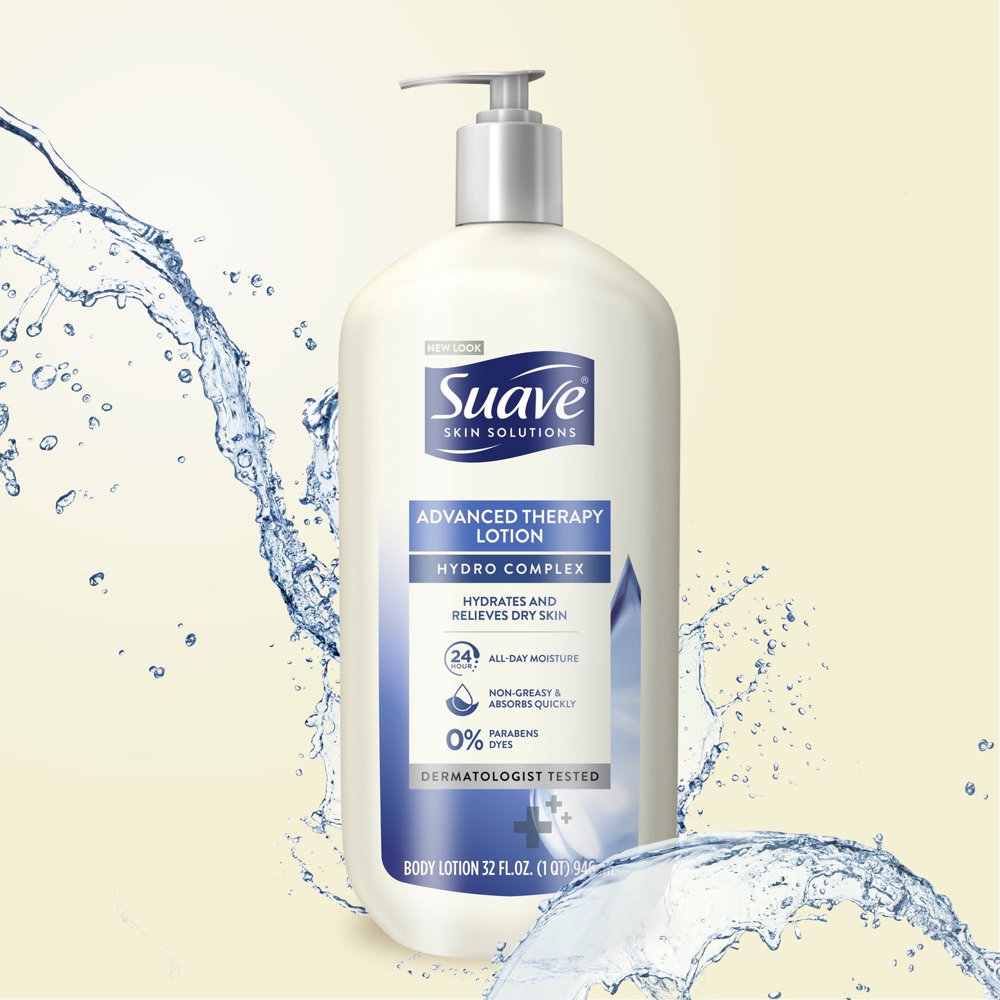 Suave Skin Solutions Moisturizing Body Lotion, Advanced Therapy, Dermatologist Tested for All Skin Types, 32 oz