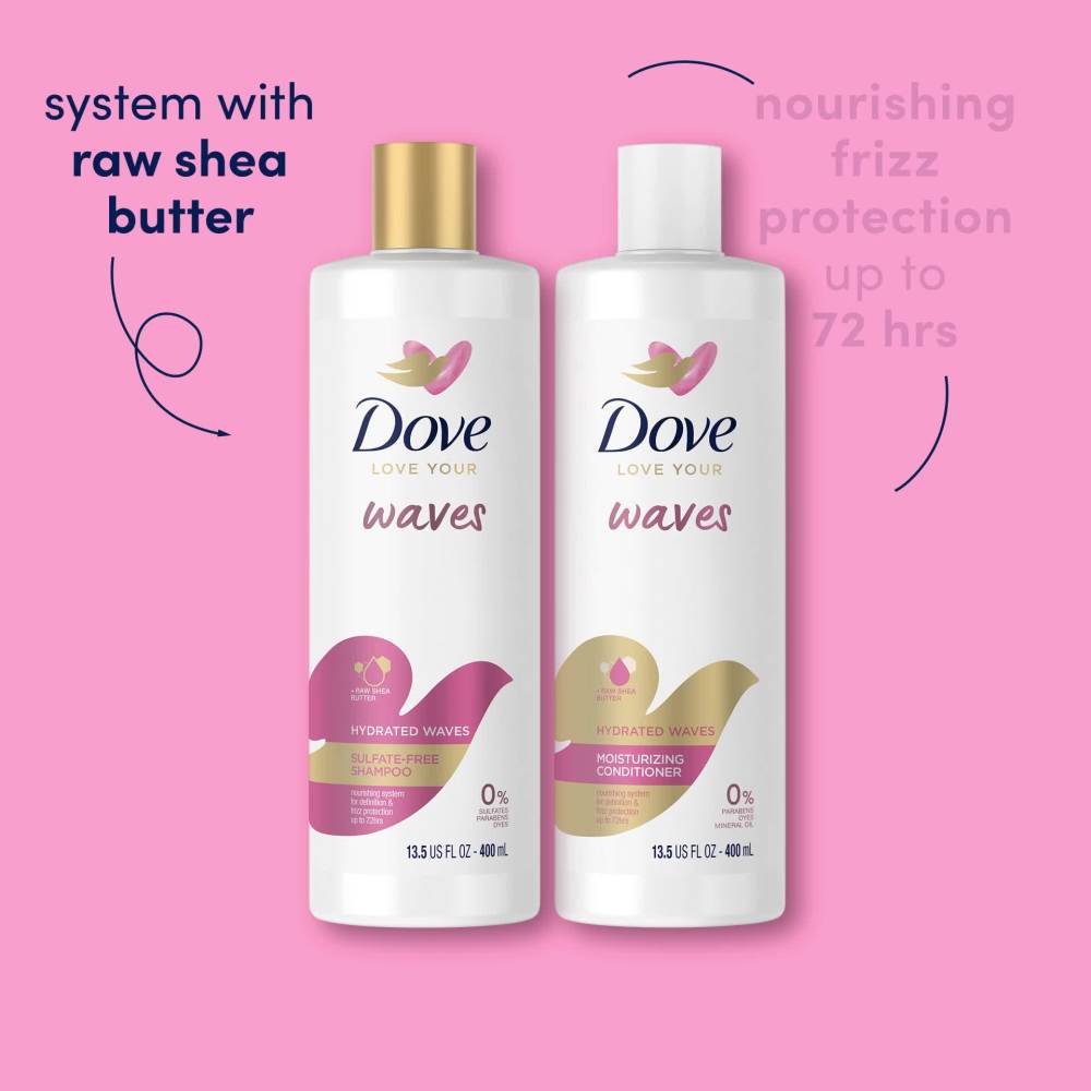 Dove Love Your Waves Hydrated Daily Shampoo for Curly Hair with Raw Shea Butter, 13.5 fl oz