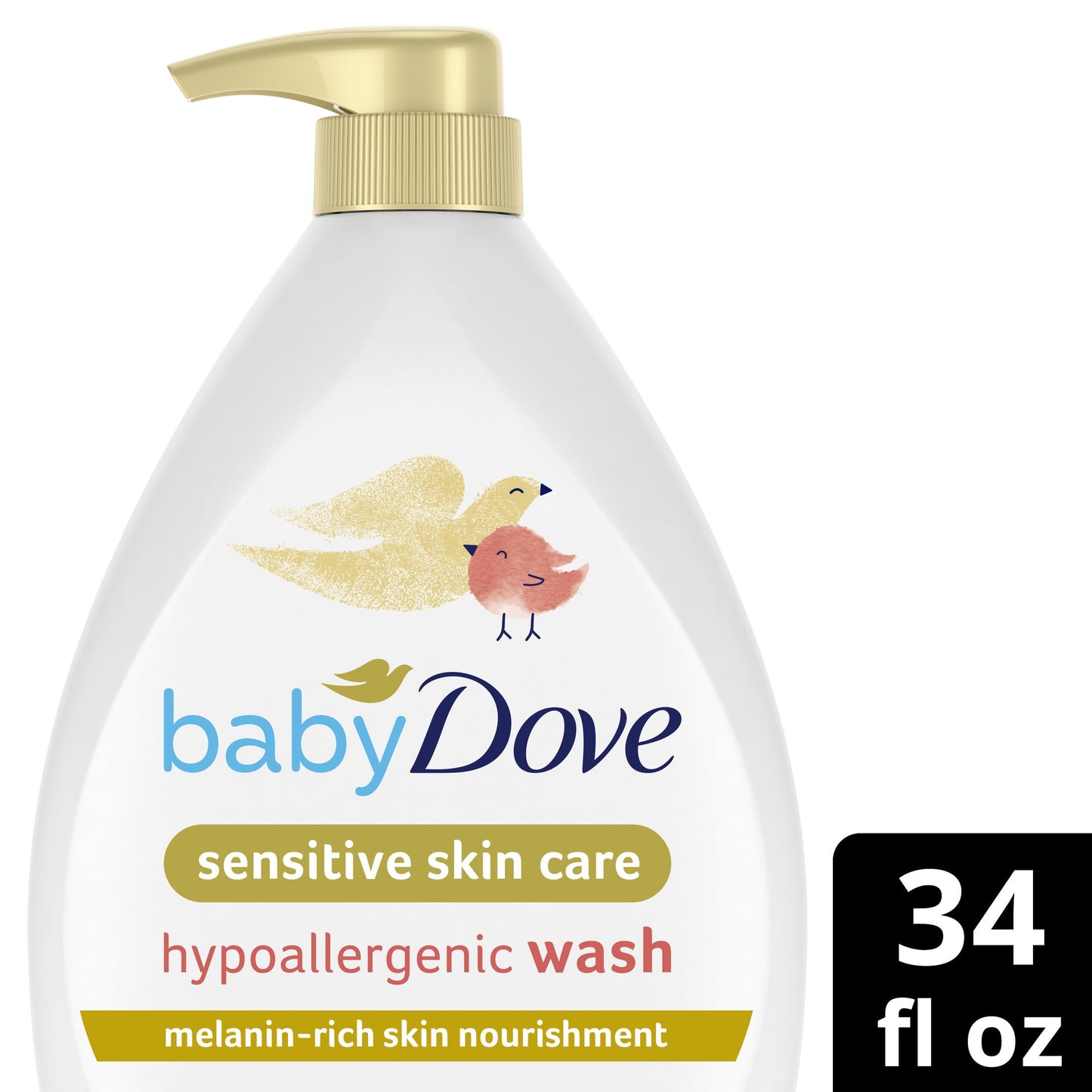 Baby Dove Sensitive Skincare Liquid Body Wash Melanin Rich Skin Nourishment, Hypoallergenic, 34 oz