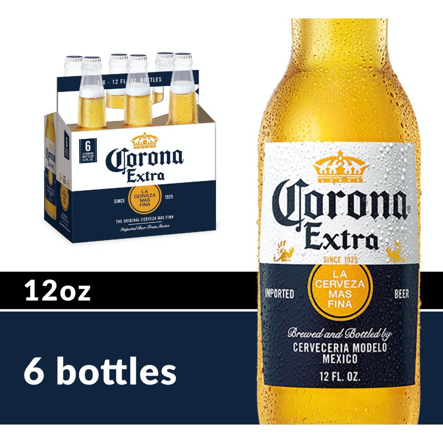 Corona Extra Mexican Lager Import Beer, 6 Pack Beer, 12 fl oz Bottles, 4.6% ABV