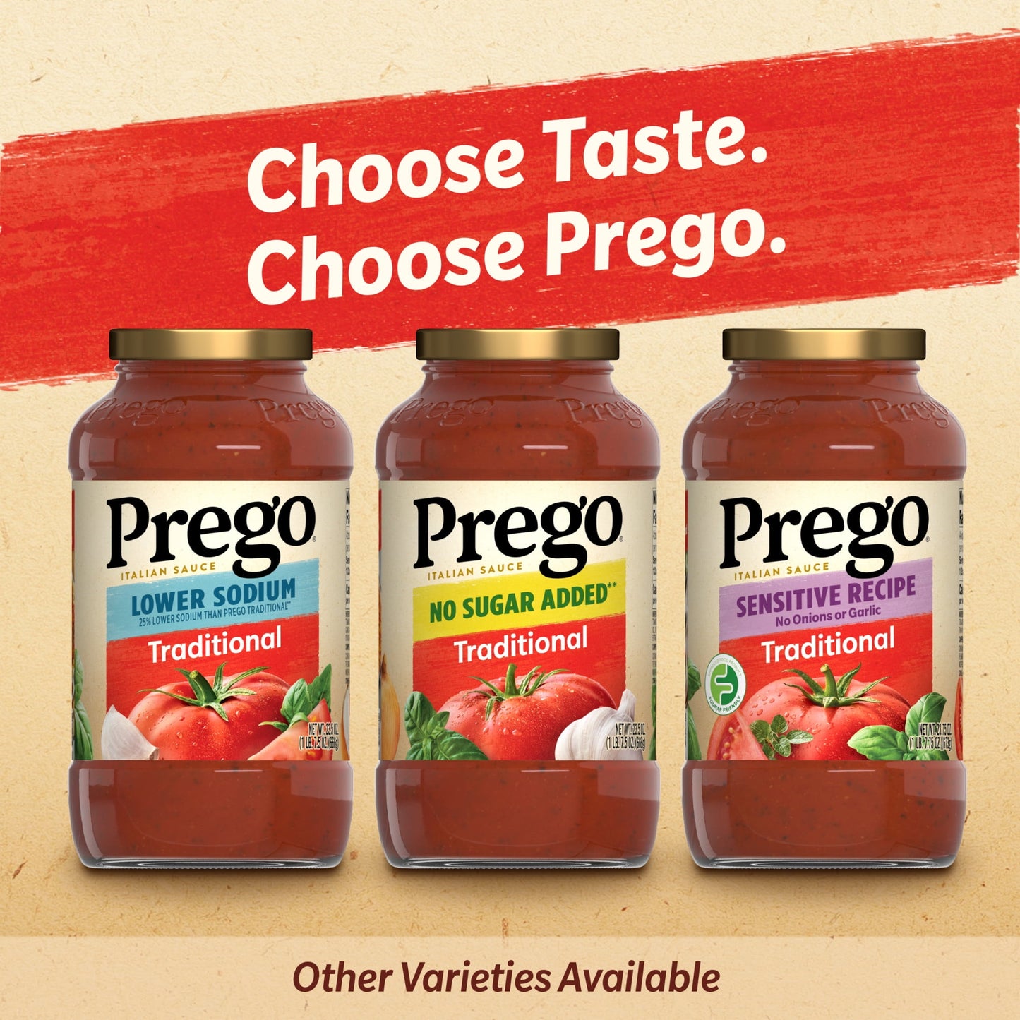 Prego Traditional No Sugar Added Spaghetti Sauce, 23.5 oz Jar