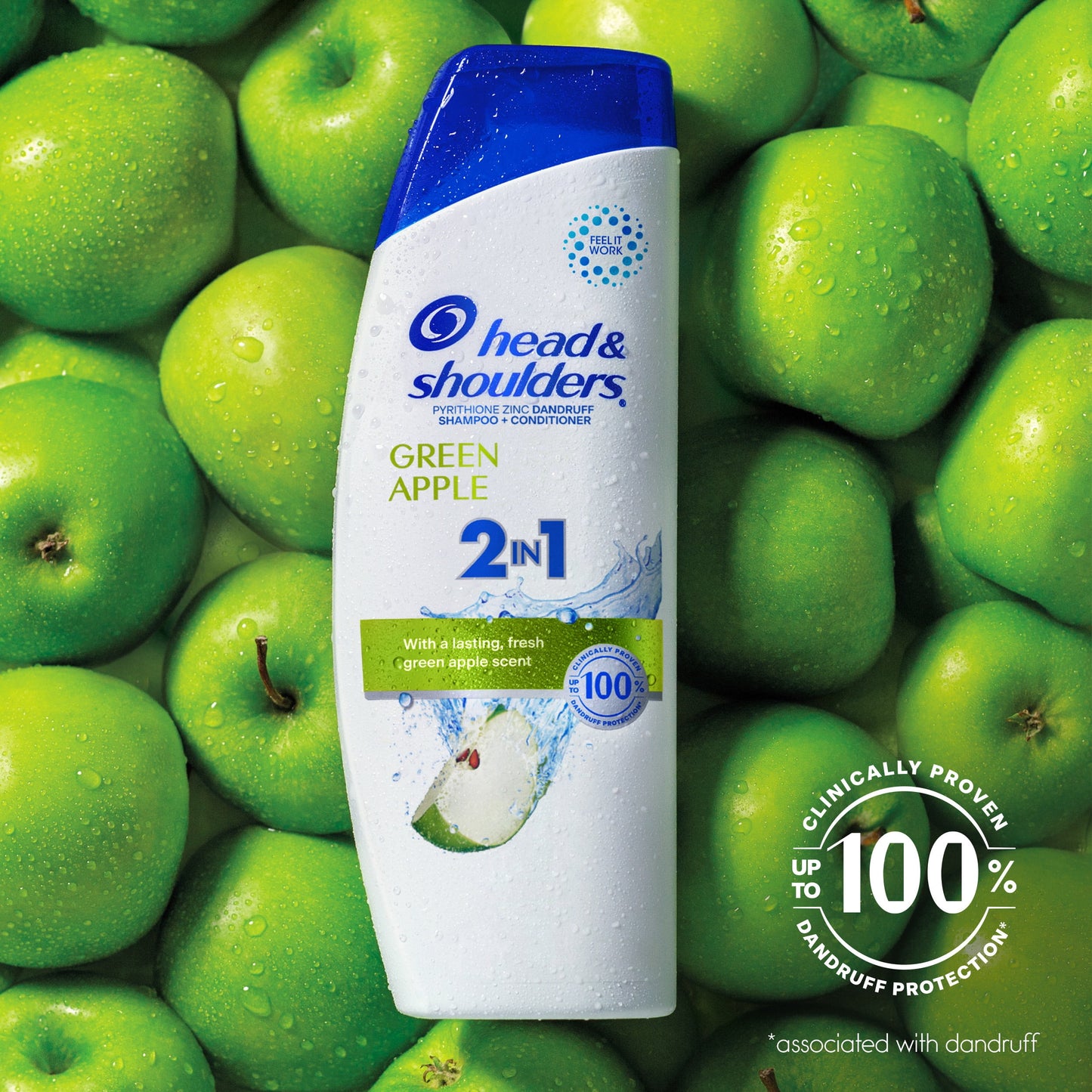 Head & Shoulders 2 in 1 Dandruff Shampoo and Conditioner, Green Apple, 12.5 oz