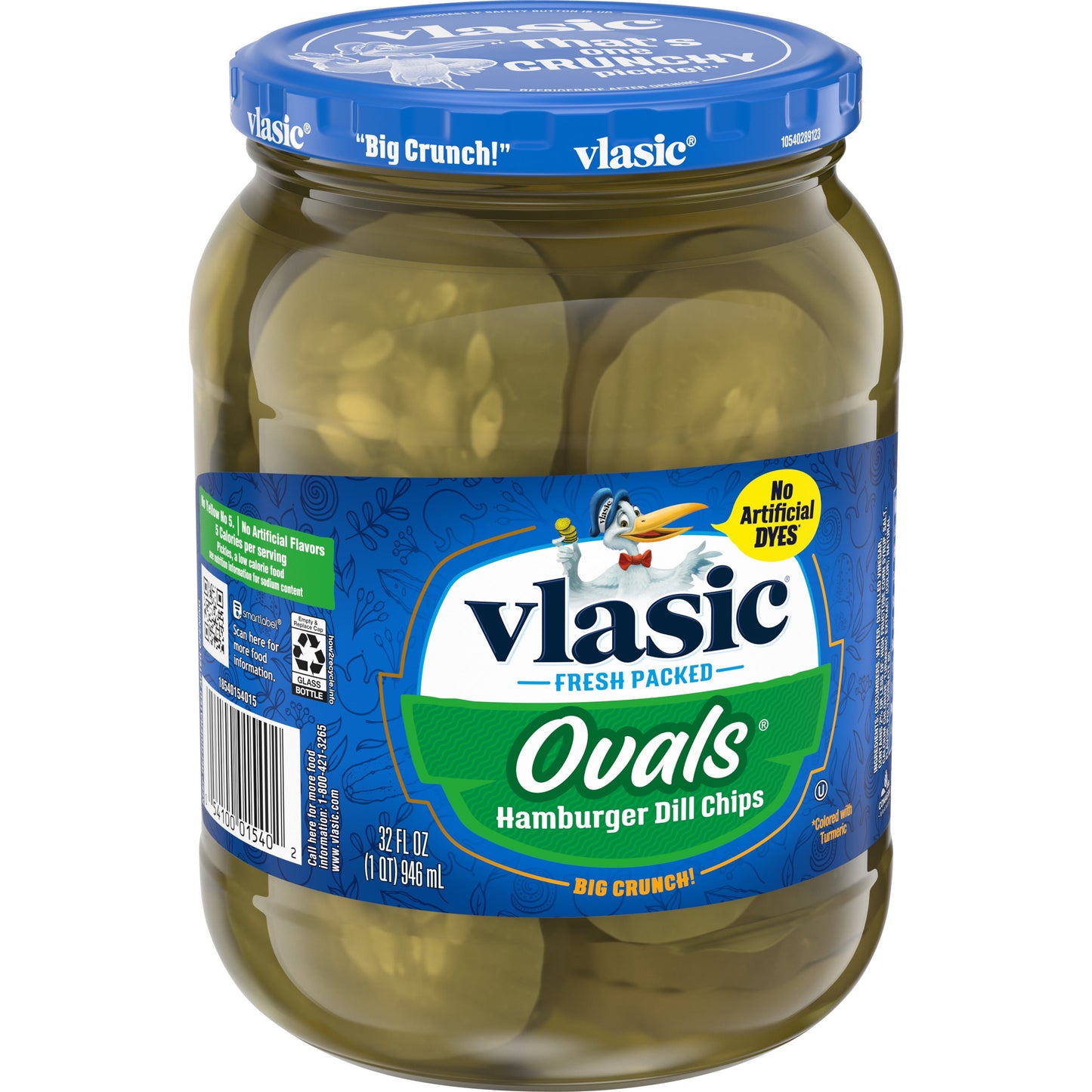 Vlasic Ovals Hamburger Pickle Chips, Dill Pickles, 32 Oz Jar