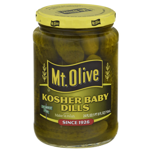 Mt. Olive Kosher Baby Dill Pickles, 24 fl oz Jar