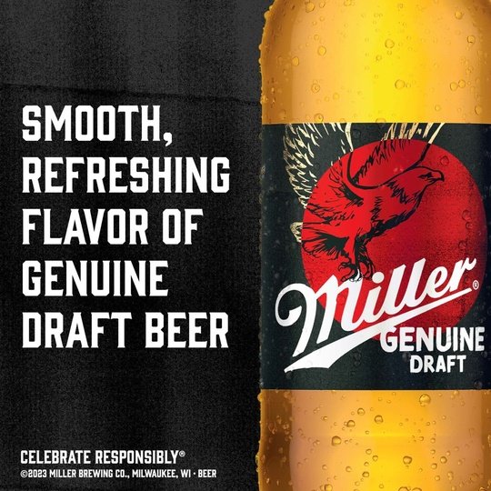 Miller Genuine Draft Lager Beer, 6 Pack, 12 fl oz Bottles, 4.7% ABV