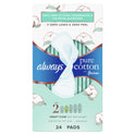 Always Pure Cotton Feminine Pads With WIngs, Size 2, Heavy Absorbency, 24 Count