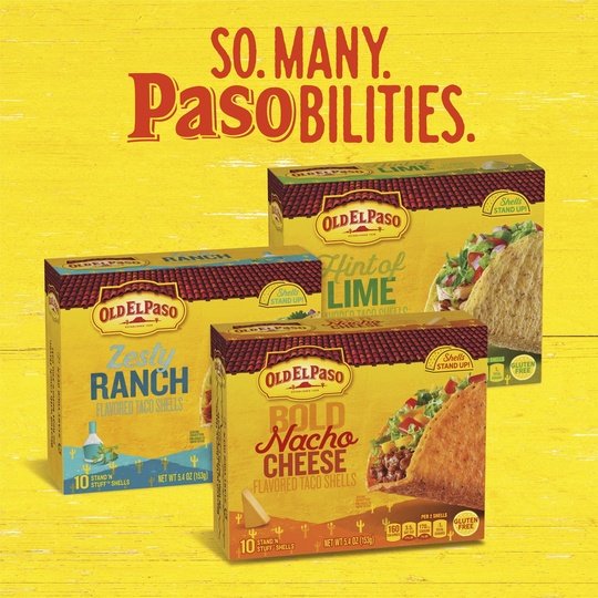 Old El Paso Stand 'N Stuff Bold Nacho Cheese Flavored Taco Shells, 10-Count