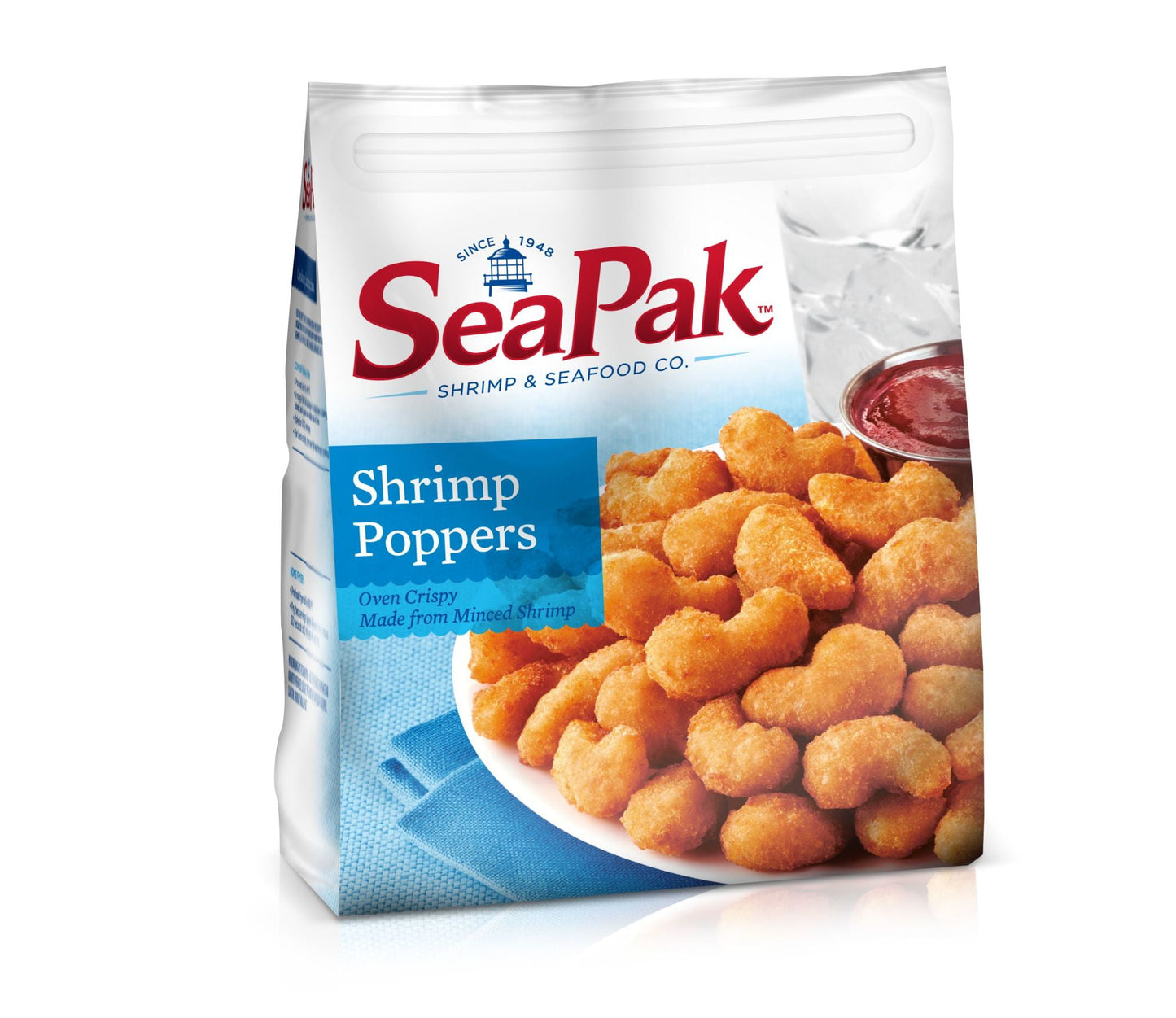 SeaPak Shrimp Poppers with Oven Crispy Breading, Frozen Seafood Snack, 20 oz