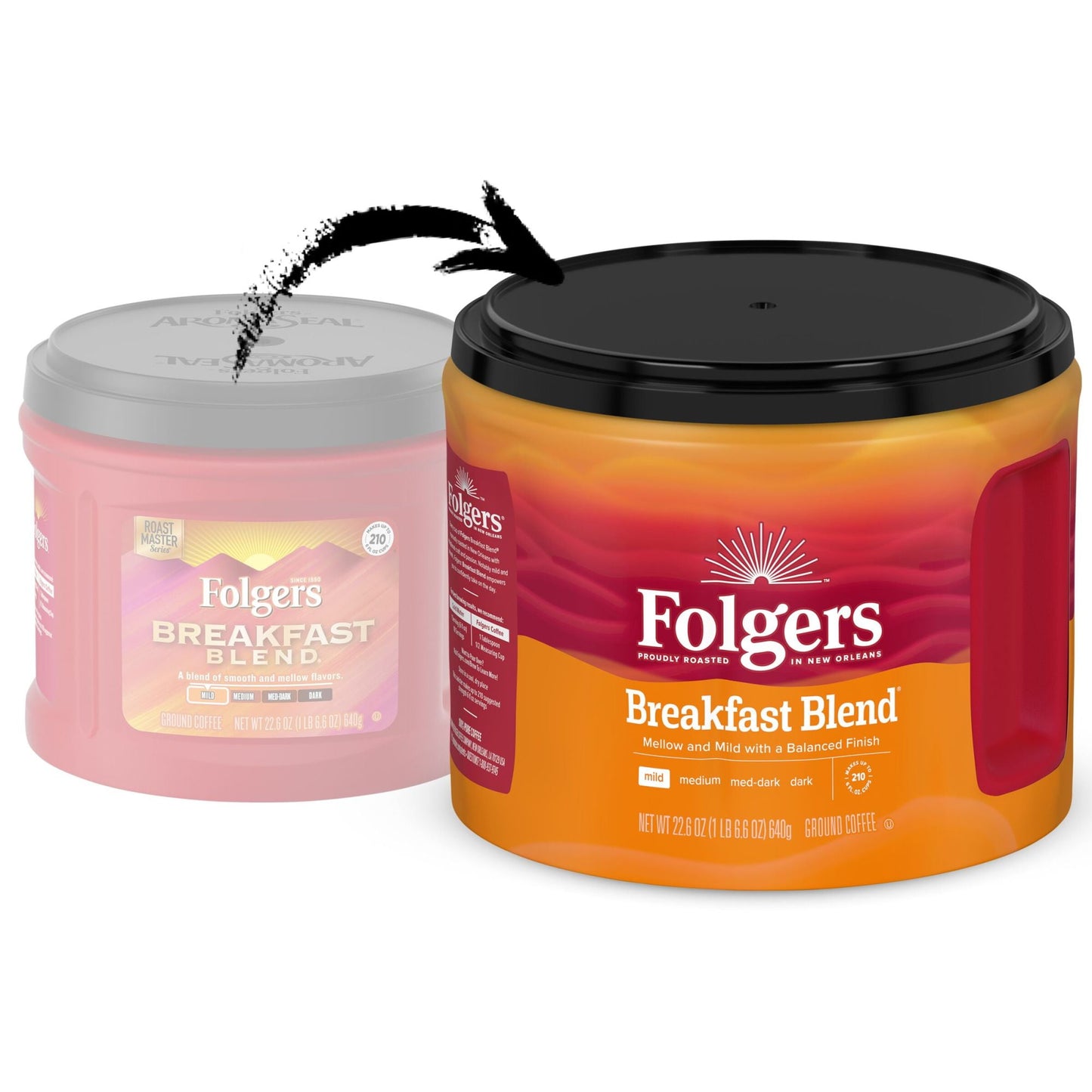 Folgers Breakfast Blend Ground Coffee, Smooth & Mild Coffee, 22.6 Ounce Canister