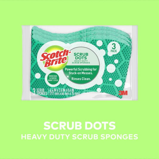 Scotch-Brite Stay Fresh Sponges, Heavy Duty, Odor Free Guarantee, Antibacterial, 3 Scrubbers