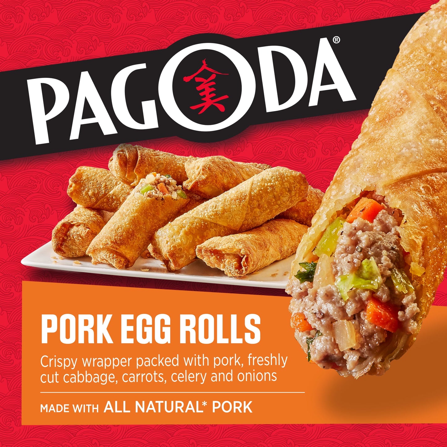 Pagoda Crunchy Pork Egg Rolls with authentic seasoning