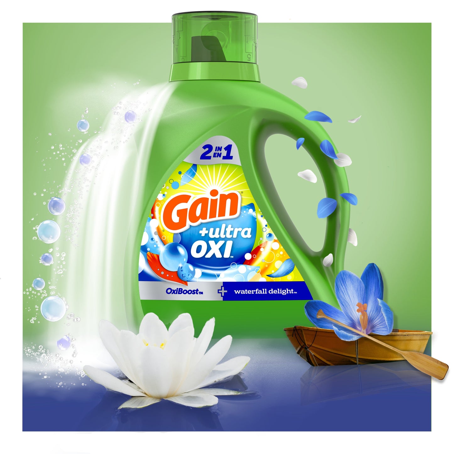 Gain Ultra Oxi Liquid Laundry Detergent, 61 Loads, 88 fl oz,