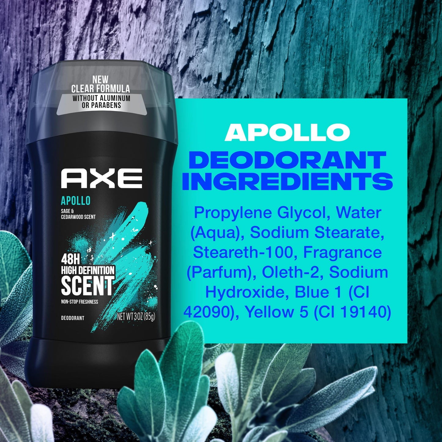 Axe Apollo Long Lasting Men's Antiperspirant Deodorant Stick Twin Pack, Sage and Cedarwood, 3 oz