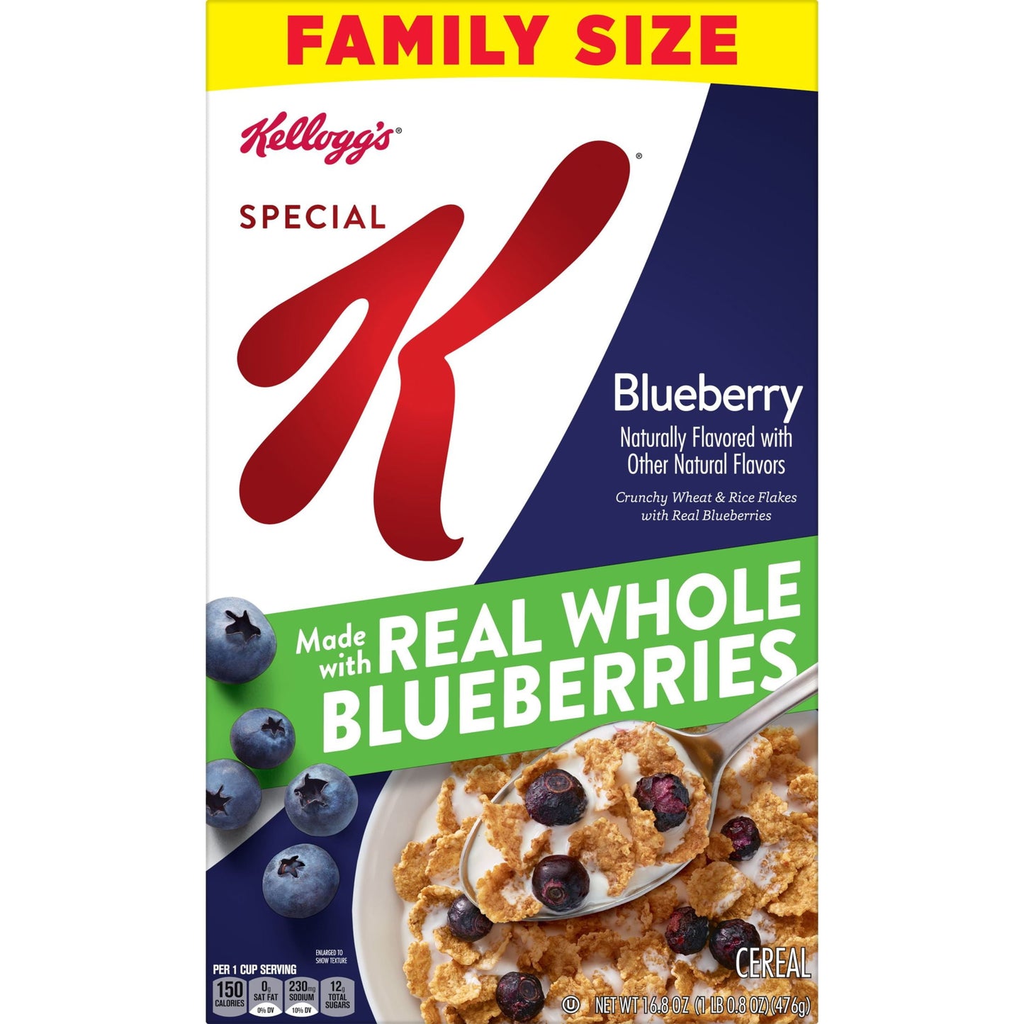 Kellogg's Special K Blueberry Cold Breakfast Cereal, Family Size, 16.9 oz Box