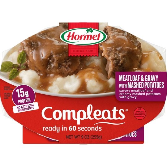 HORMEL COMPLEATS Meatloaf & Gravy with Mashed Potatoes, Plastic Tray 9 oz